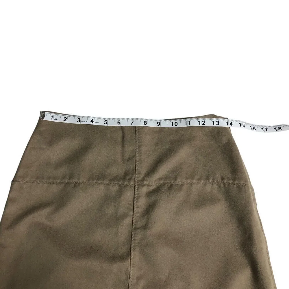 Vintage Express Skirt Womens 4 Tan Faux‎ Suede Pencil Side Zip Y2K Western Boho